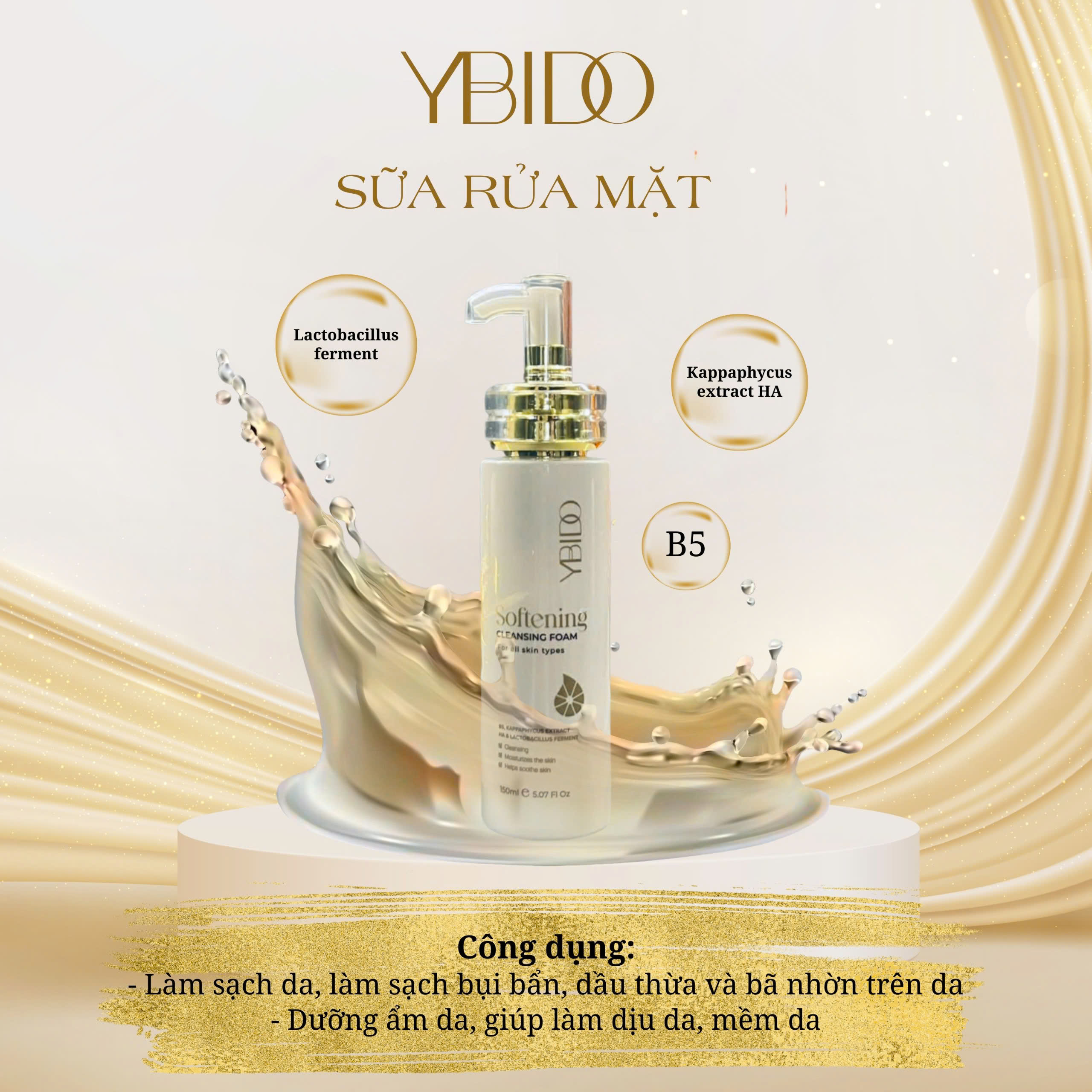 Thành Phần: B5, Kappaphycus extract HA, Lactobacillus Ferment Công Dụng: Sửa Rửa Mặt có tác dụng làm sạch da, làm sạch bụi bẩn, dầu thừa và bã nhờn trên da, dưỡng ẩm da, giúp làm dịu da, mềm da